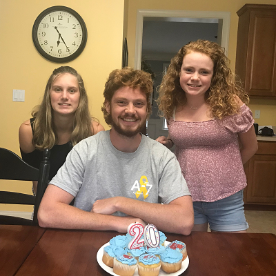 Jack and his sisters on his birthday