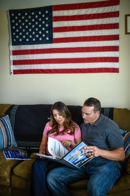 Bill and Sara Geiger reading information about Warrior Care Network prior to Bill's attendance in the mental health program.
