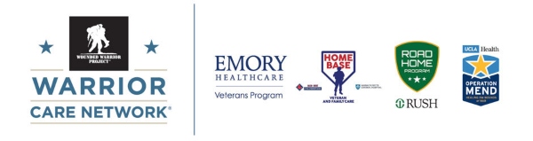 Warrior Care Network logo and the four academic medical center partners' logos.